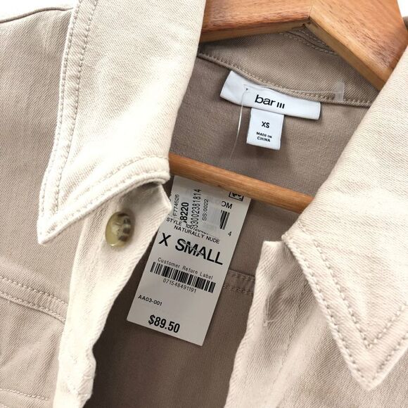 Bar III Ruched-Sleeve Jacket Naturally Nude XS‎ - Picture 5 of 8